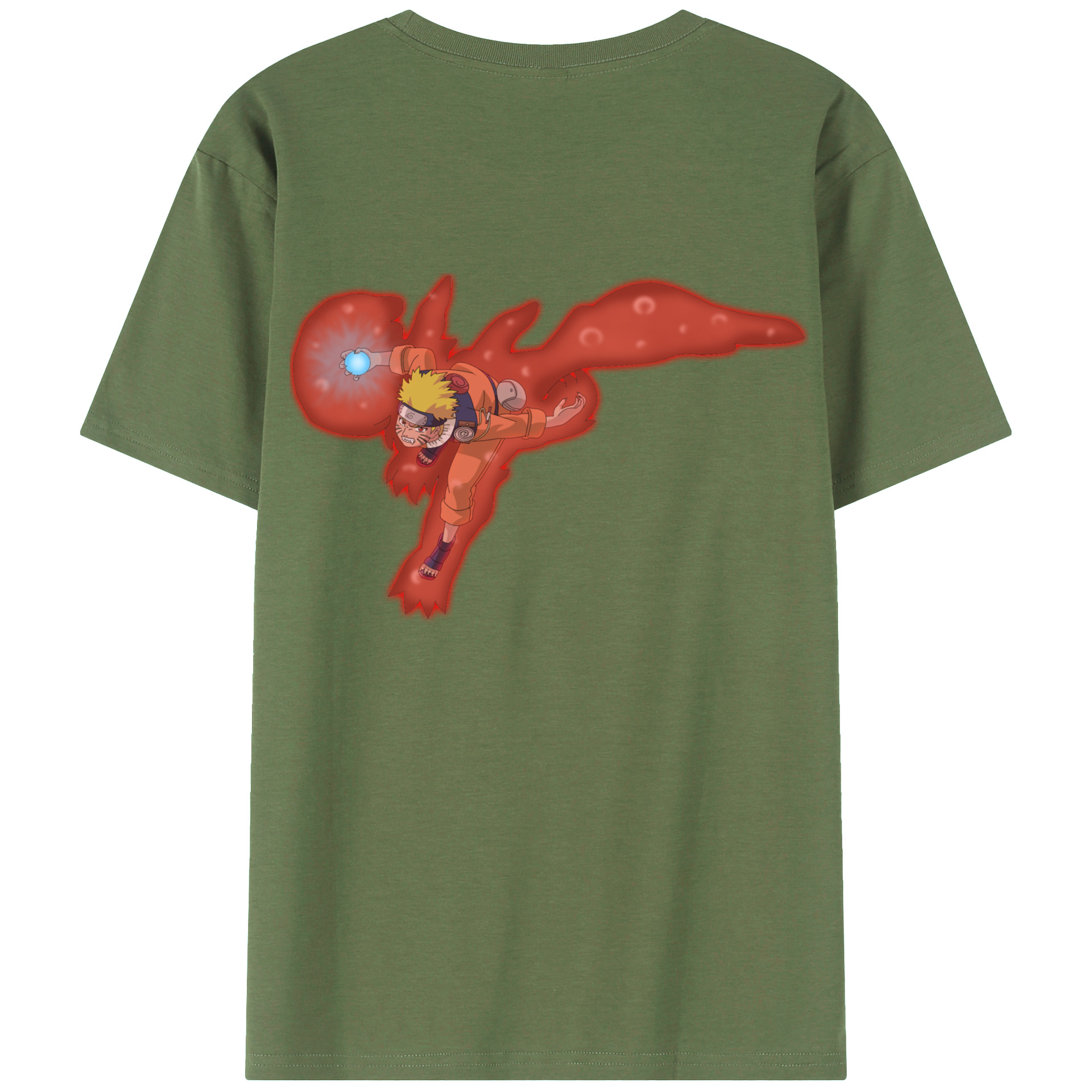 （画像用） NARUTO -ナルト- うずまき ナルト Uzumaki Naruto 綿100％ メンズ半袖Tシャツ（バックプリント） 通気性
